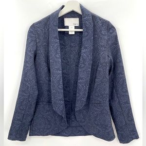 Bar III Open Blazer Jacquard Paisley Textured Print Navy Size XS